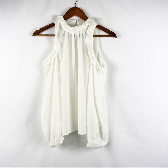 CHARLIE O. by KINNUCAN'S Marjorie Long Sleeve Cold Shoulder Ruffle Blouse NWT S - Picture 2 of 6